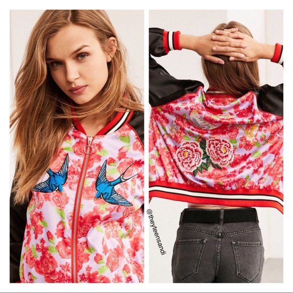 Urban Outfitters Silky Embroidered Bomber Jacket - Picture 4 of 4